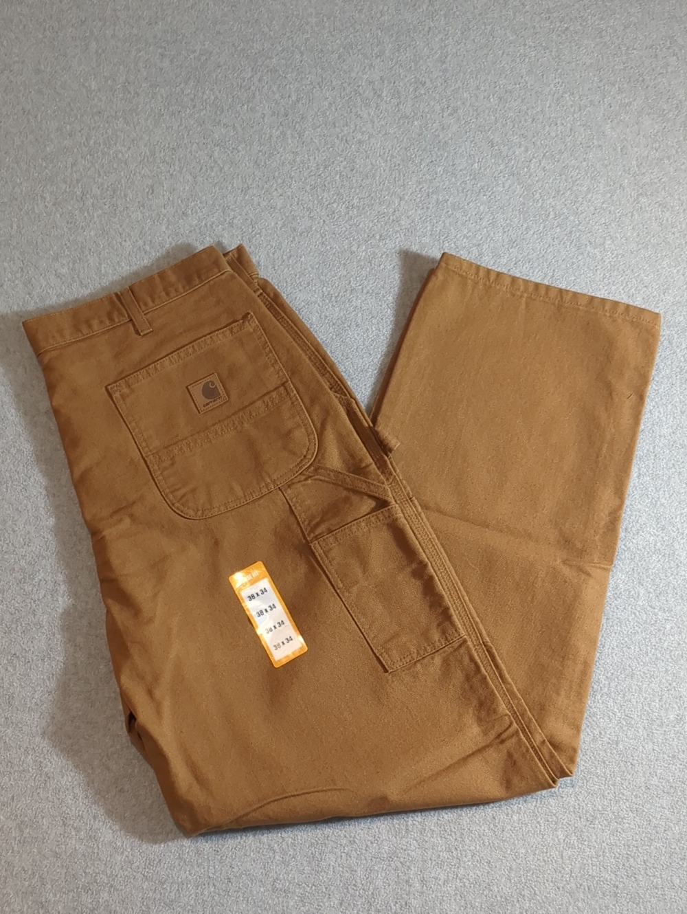 Carhartt Tan Firm Duck Canvas Carpenter Utility Work Pants 38x34 Brand New
